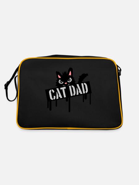 Cat Father Stamp Logo - Retro Bag - black/gold - Back
