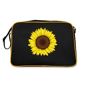Sonnenblume - Retro Tasche - Schwarz/Gold - Hinten