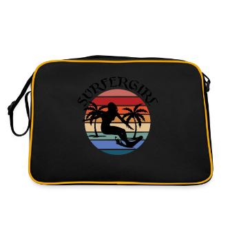 Surfing Surfboard Surfer Geschenksidee - Retro Tasche - Schwarz/Gold - Hinten