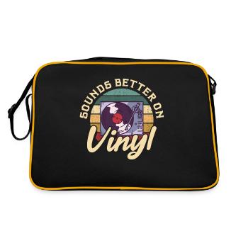 sounds better on vinyl Design for a vinyl sound - Retro Tasche - Schwarz/Gold - Hinten