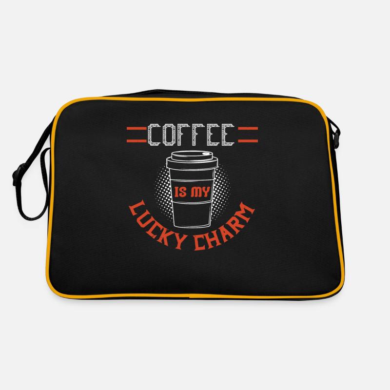 KAFFEE IST MEIN GLÜCKSBRINGER - Retro Tasche - Schwarz/Gold