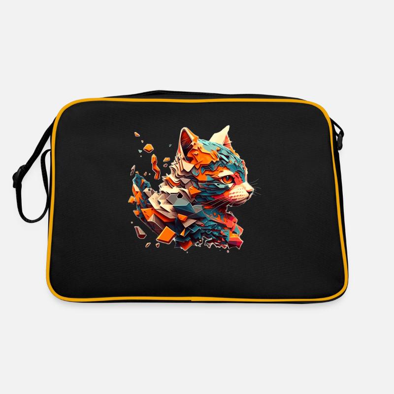 Tête de chat colorée avec beaucoup de couleurs Sac Retro