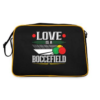 Boccia Ball, Love Is A Bocce Field, Funny Bocci - Retro Tasche - Schwarz/Gold - Hinten
