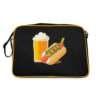 Bier und Hot Dog - Retro Tasche - Schwarz/Gold - Hinten