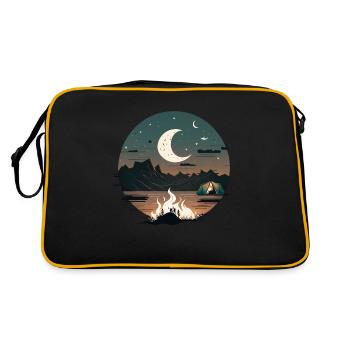 Lagerfeuer im Mondschein für Backpacker und Camper - Retro Tasche - Schwarz/Gold - Hinten