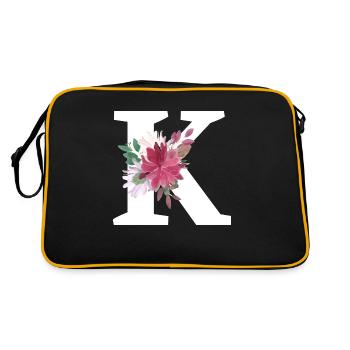 Buchstabe k blumig - Retro Tasche - Schwarz/Gold - Hinten