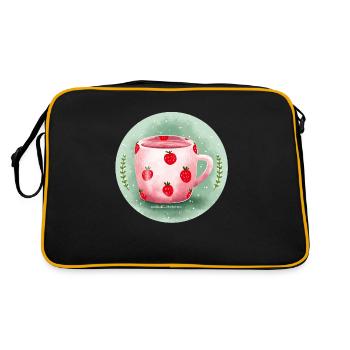 Erdbeer Milch - Retro Tasche - Schwarz/Gold - Hinten