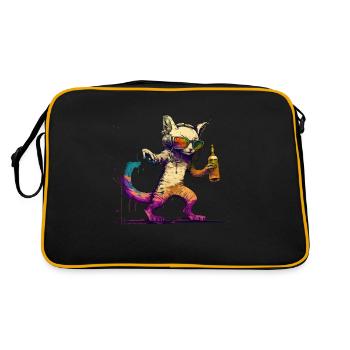 Cool cat écoute de la musique et boit de la bière - Sac Retro - noir/or - Dos