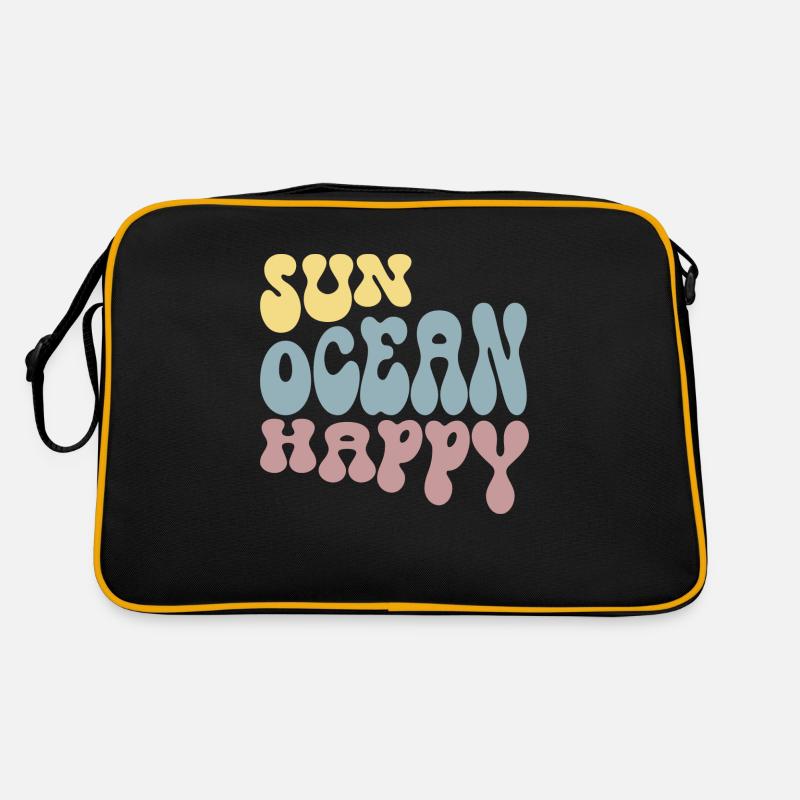 Sun Ocean Happy - Retro Tasche - Schwarz/Gold