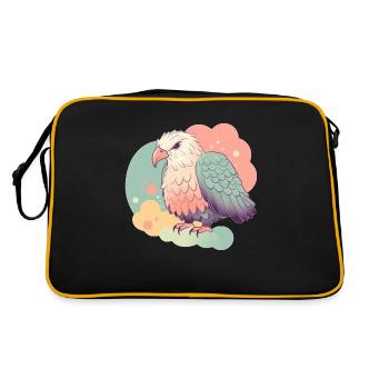 Adler Pastell Niedliche Ilustration - Retro Tasche - Schwarz/Gold - Hinten