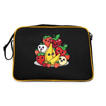 Kawaii-Früchte Nr. 2 - Retro Tasche - Schwarz/Gold - Hinten
