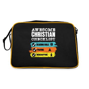 Christlicher Humor Bibel Beten Anbetung - Retro Tasche - Schwarz/Gold - Hinten