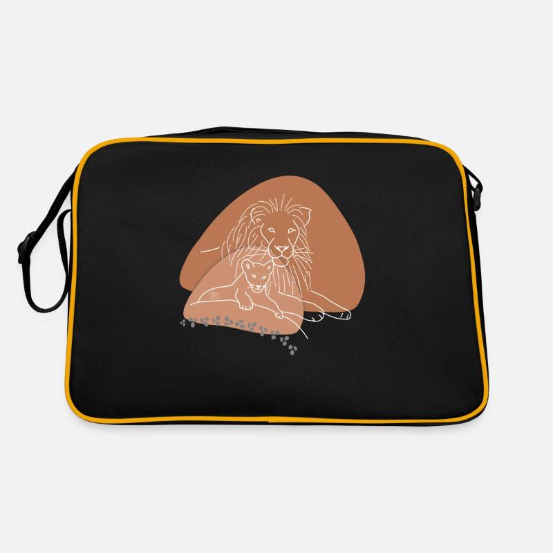 "Löwe", Boho Line Art Design, Serie „Big 5“ Retro Tasche