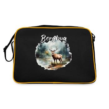 Hirsch Bergbua Hirsch Geschenk Dorffest Wandern - Retro Tasche - Schwarz/Gold - Hinten