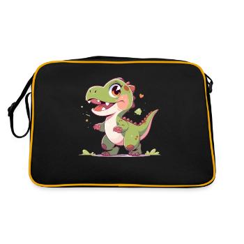Süßer kleiner T-Rex - Retro Tasche - Schwarz/Gold - Hinten