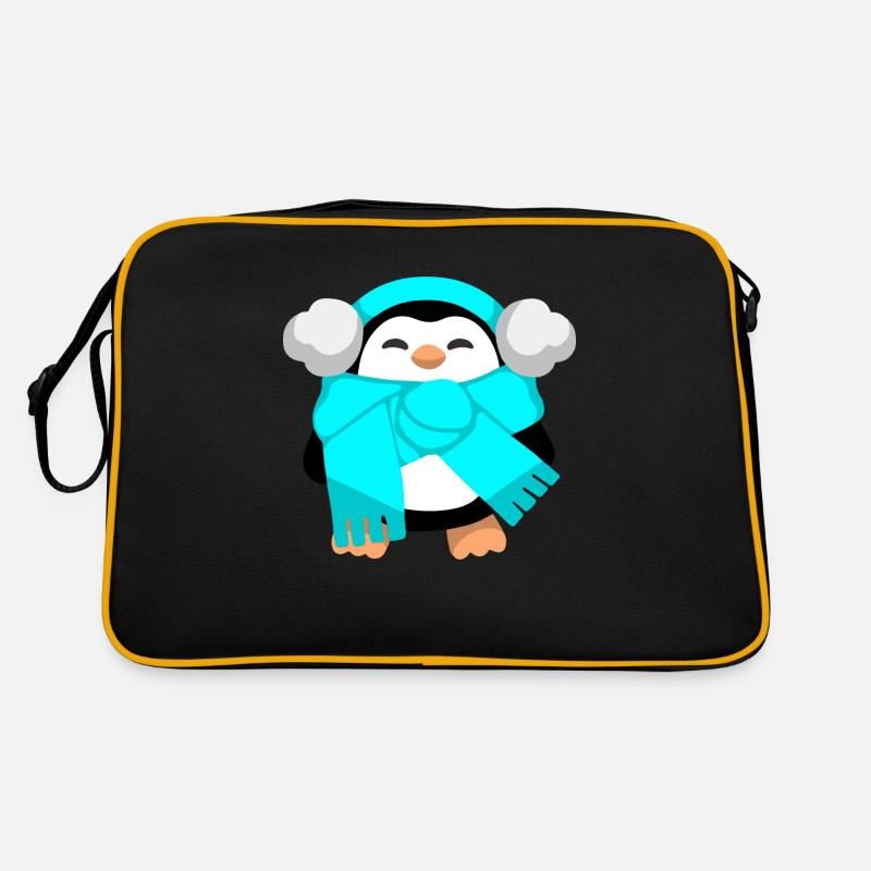 Pinguin - Retro Tasche - Schwarz/Gold