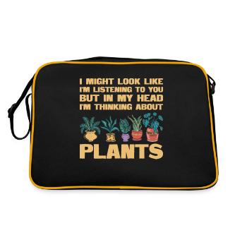 In Gedanken bei meinen Pflanzen - Retro Tasche - Schwarz/Gold - Hinten