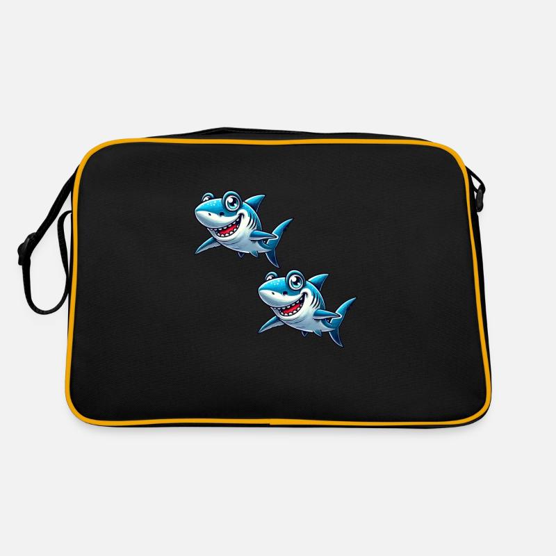 Requin Requin Bande Dessinée 2 - Sac Retro - noir/or
