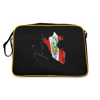 Drapeau du Pérou sur la carte du Pérou FR - Sac Retro - noir/or - Dos