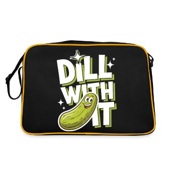 Gurke Essiggurke Gewürzgurke Essen Dill - Retro Tasche - Schwarz/Gold - Hinten