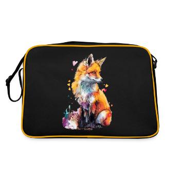 Curious Fox in Watercolor - Retro Bag - black/gold - Back