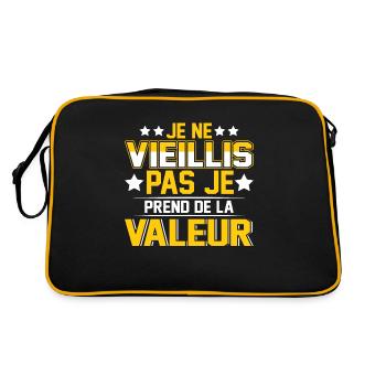 je ne viellis pas je prend de la valeur - Sac Retro - noir/or - Dos