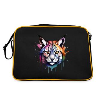 Lynx, Félin, Cool, Cool, Coloré, Aquarelle - Sac Retro - noir/or - Dos