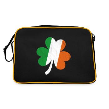 Kleeblatt Irische Flagge - Retro Tasche - Schwarz/Gold - Hinten