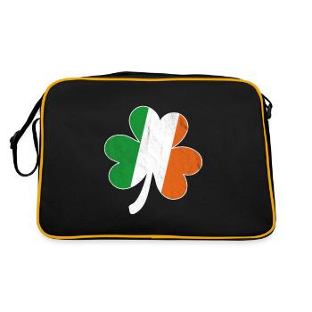 Kleeblatt Irische Flagge - Retro Tasche - Schwarz/Gold - Hinten