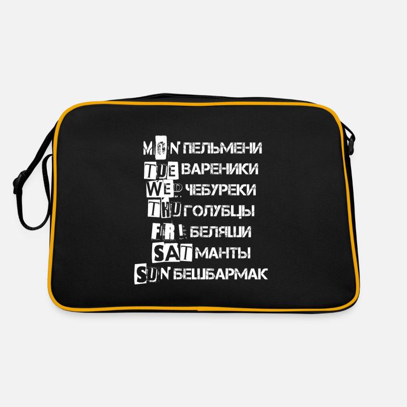 Russisches Essen Essensplan Geschenk - Retro Tasche - Schwarz/Gold