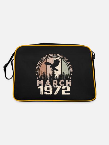 Unvergleichlich seit März 1972, 52. Jahrestag - Retro Tasche - Schwarz/Gold - Hinten