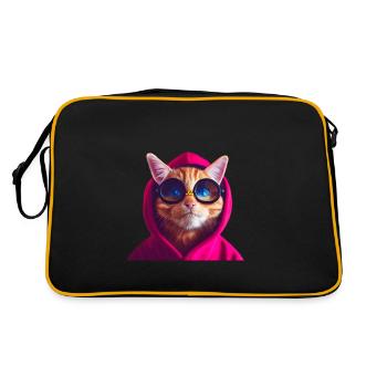 Ginger Cute Cat en sweat à capuche coloré avec lunettes - Sac Retro - noir/or - Dos
