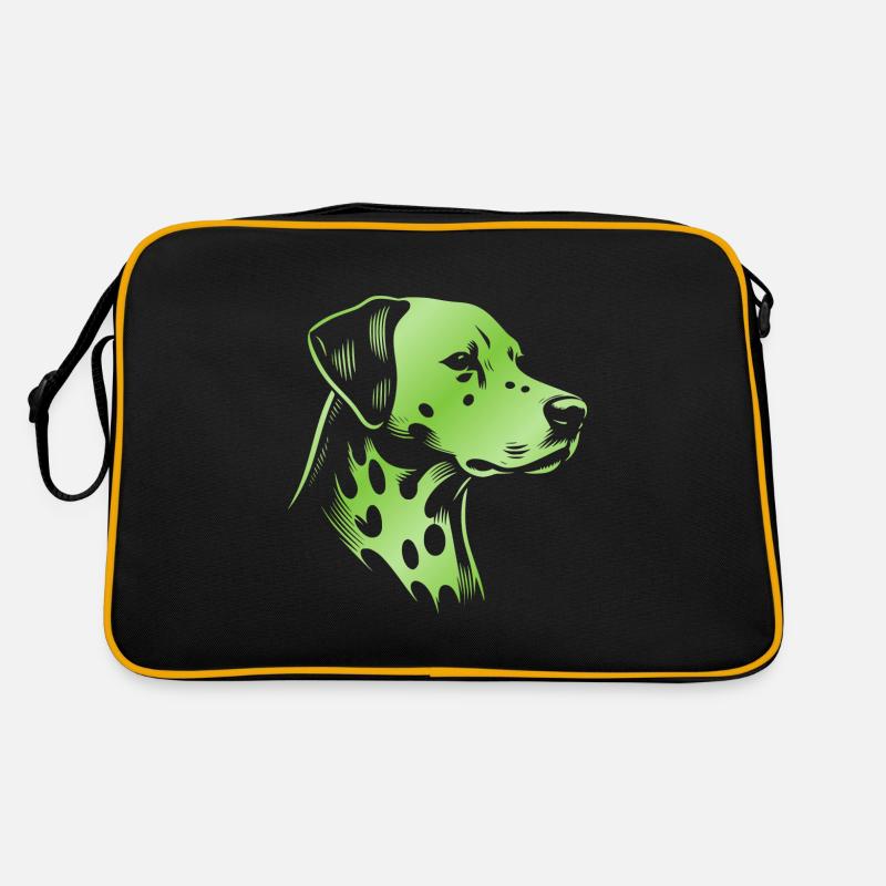 Dalmatien, tête de chien, dessin vert Sac Retro