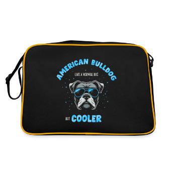 Bouledogue américain chien normal mais plus frais - turquoise - Sac Retro - noir/or - Dos