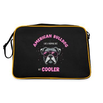 Bouledogue américain chien normal mais plus frais - rose - Sac Retro - noir/or - Dos