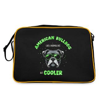 Bouledogue américain chien normal mais plus frais - vert - Sac Retro - noir/or - Dos