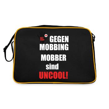 Gegen Mobbing - Retro Tasche - Schwarz/Gold - Hinten