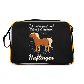 Ich wäre viel lieber bei meinem Haflinger - Retro Tasche - Schwarz/Gold - Hinten