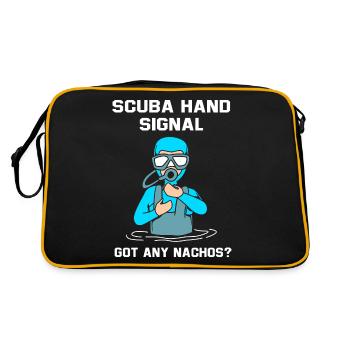 Taucher Handzeichen Scuba Diving - Retro Tasche - Schwarz/Gold - Hinten