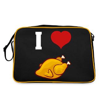 Drôle i love Chicken Je l’amour rôti - Sac Retro - noir/or - Dos