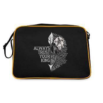 Vertrauen Sie immer Ihrer König Löwin Grafik - Retro Tasche - Schwarz/Gold - Hinten