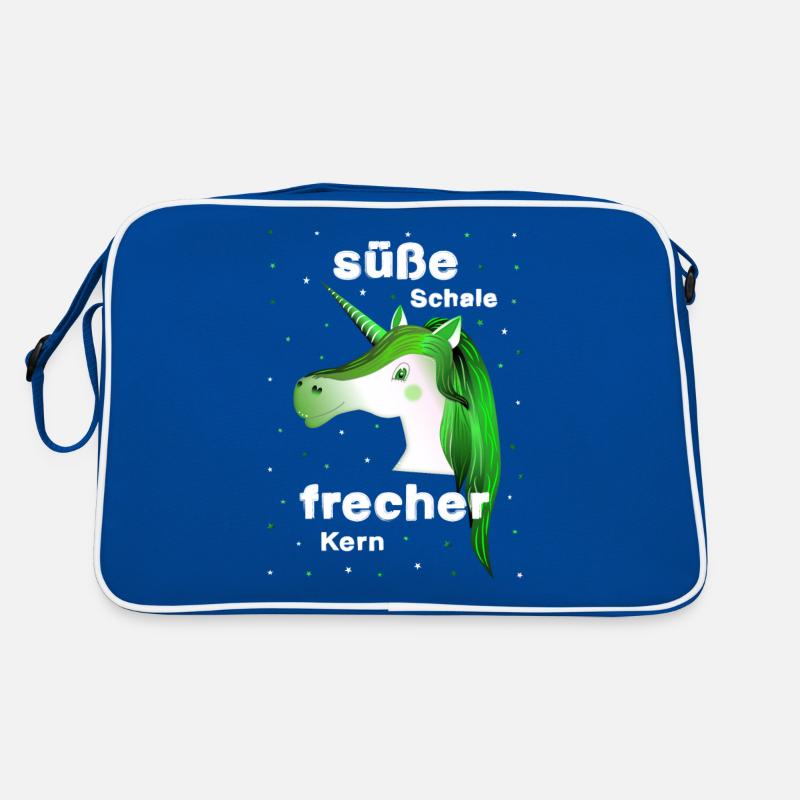 grünes Einhorn frecher süß Retro Tasche