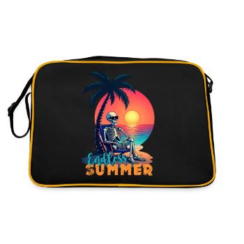 Skeleton beach, skull, skull summer humor - Retro Bag - black/gold - Back