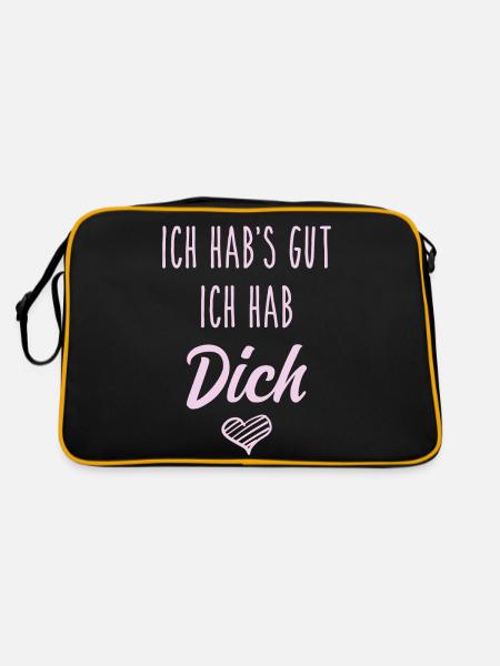 Ich hab's gut ich hab Dich - Liebe Geschenk Love - Retro Tasche - Schwarz/Gold - Hinten