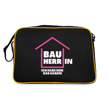 Bauherrin Bau Hausbau Frau Bau Herr Haus bauen - Retro Bag - black/gold - Back