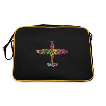 Cadeau pilote pilote école alphabet mot nuage - Sac Retro - noir/or - Dos