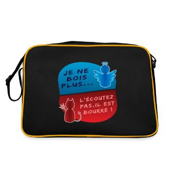 Ange, Démon, je ne bois plus, il est bourré Humour - Sac Retro - noir/or - Dos