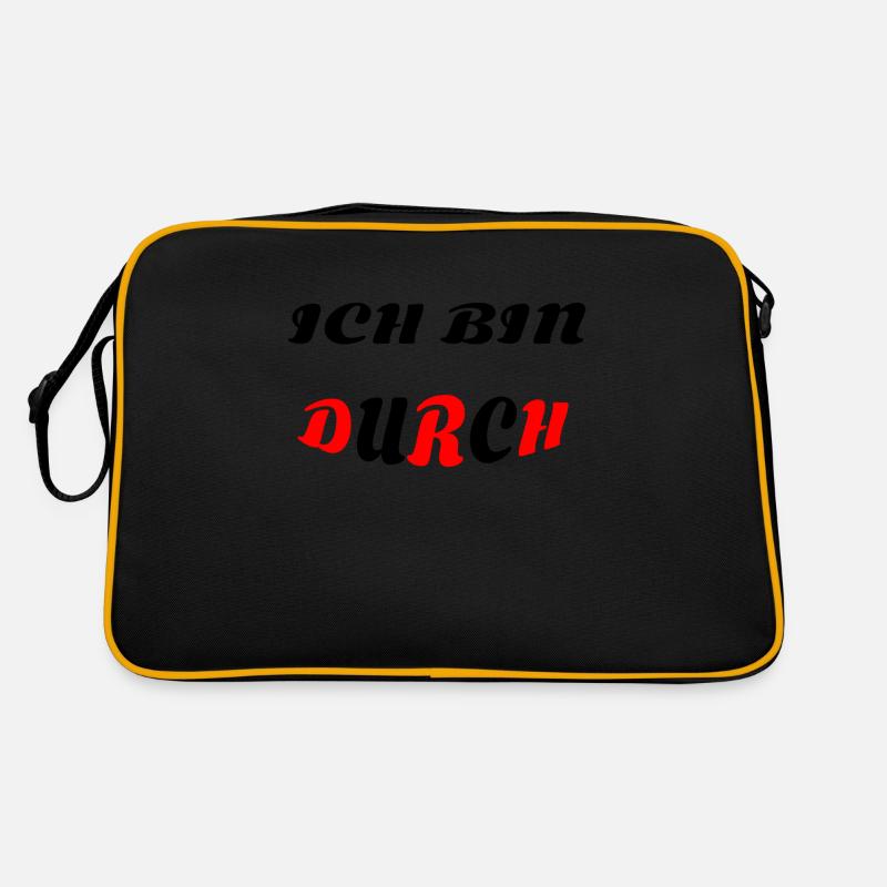ICH BIN DURCH - Retro Tasche - Schwarz/Gold