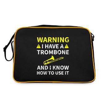 Cadeau pour les joueurs de trombone | Tromboniste trombone - Sac Retro - noir/or - Dos