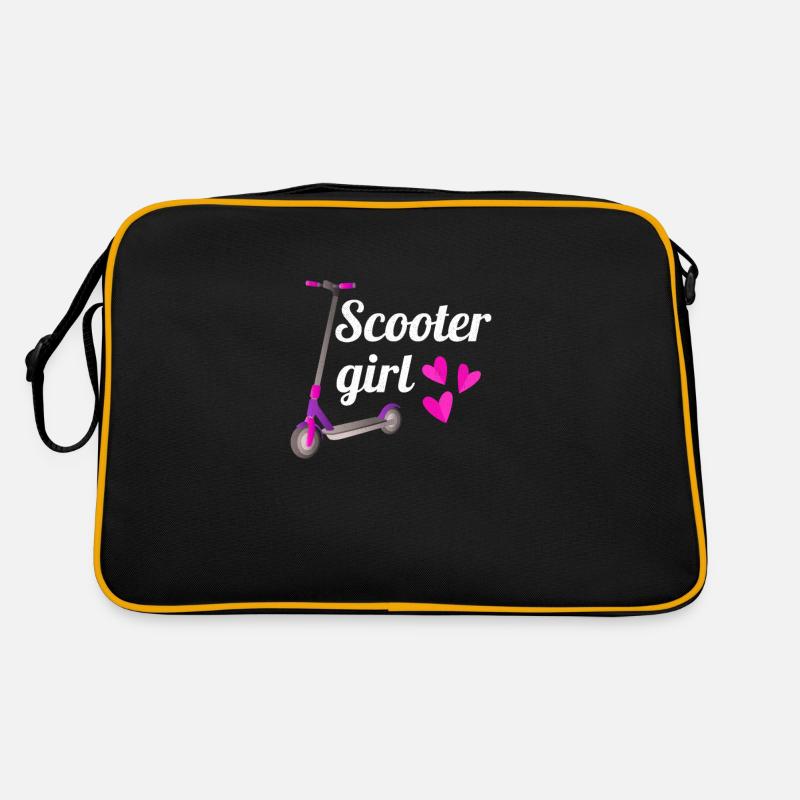 Roller Geschenke Für Mädchen Scooter Tretroller - Retro Tasche - Schwarz/Gold